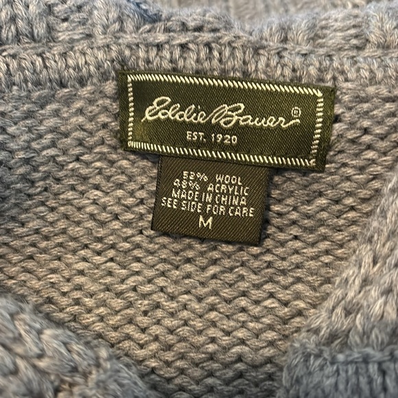 Eddie Bauer women’s gray wool blend full zip hoodie knit sweater size medium - Picture 9 of 10